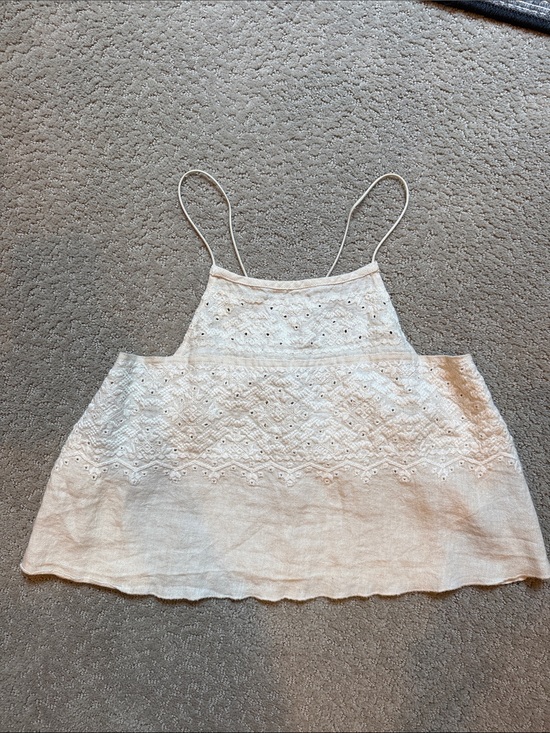 Kimchi Blue Tops - Women's Cream Eyelet Crochet Sleeveless Tank Top
